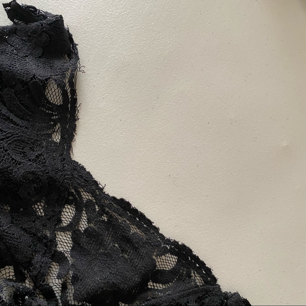 Long Black Jumpsuit W Stretch Lace Top & Low Back - Picture 13 of 16